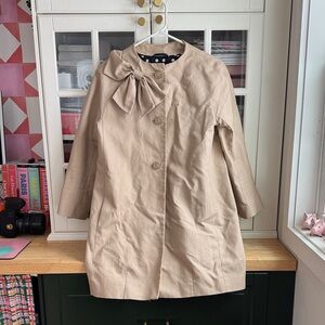 Kate Spade Tan Trench Coat with Bow Accent